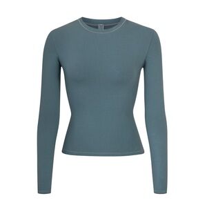 SKIMS COTTON JERSEY LONG SLEEVE T-SHIRT | KYANITE